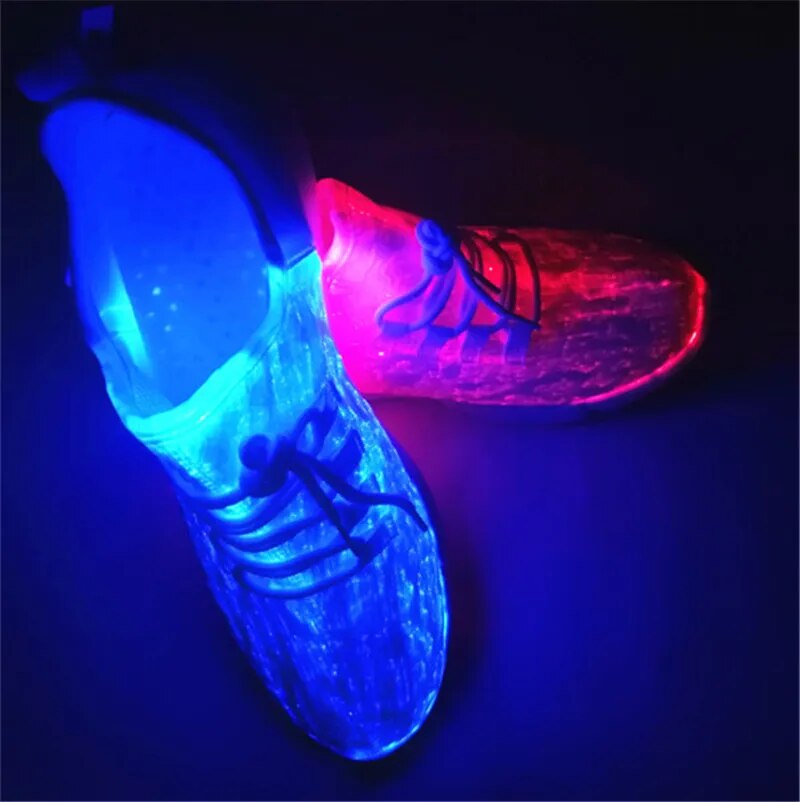 Colorful Led Fiber Optic Shoes For Girls Boys Men Women USB Recharge Glowing Sneakers Man Light Up Shoes Luminous Party Shoes