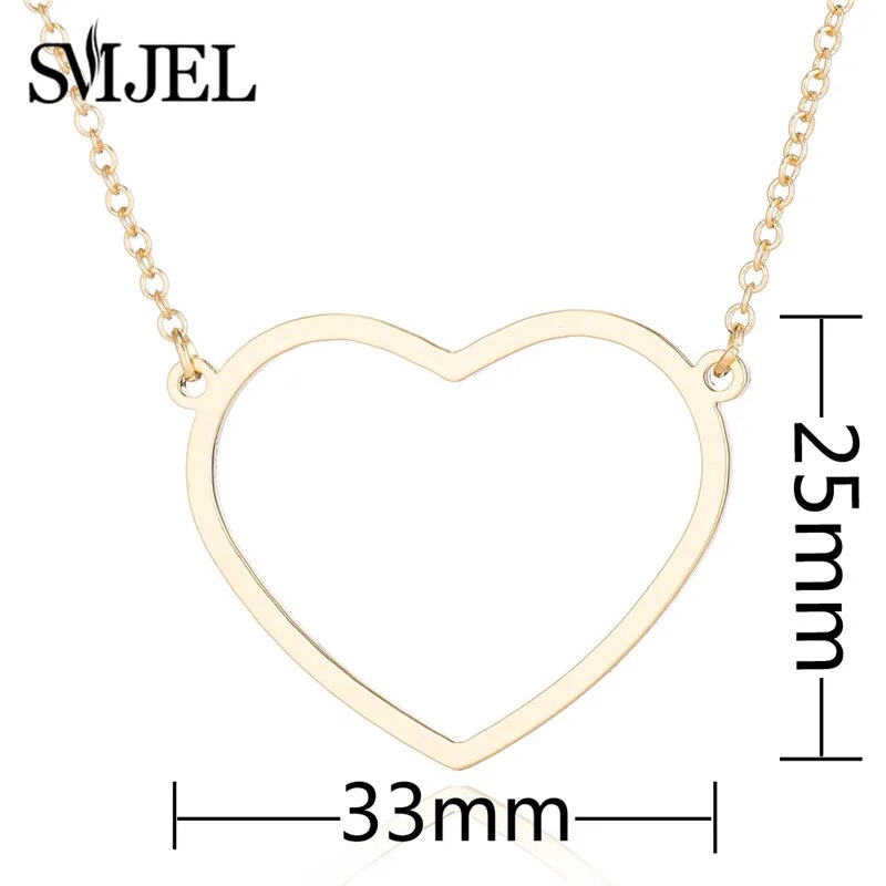 SMJEL Hollow Heart Necklaces Women Luxury Everyday Jewelry Gold Girls Fashion Love Wedding Statement Necklace Choker