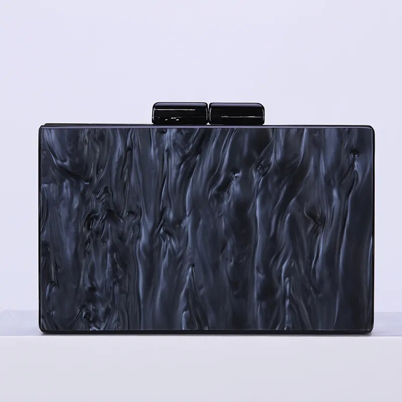 New Female Black Pearlescent Acrylic Evening Bags Vintage Women Messenger Bags Gold Sequins Clutches Patchwork Party Handbags