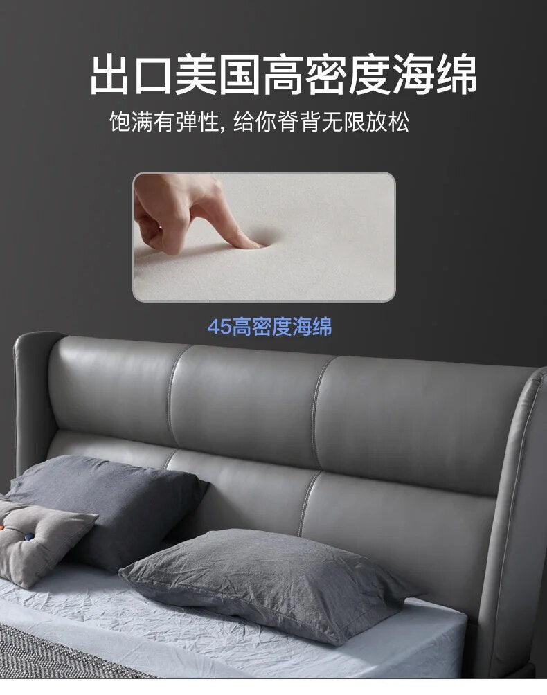 Real Genuine cow leather bed Soft Beds Bedroom camas lit muebles de dormitorio yatak mobilya quarto unique designer furniture