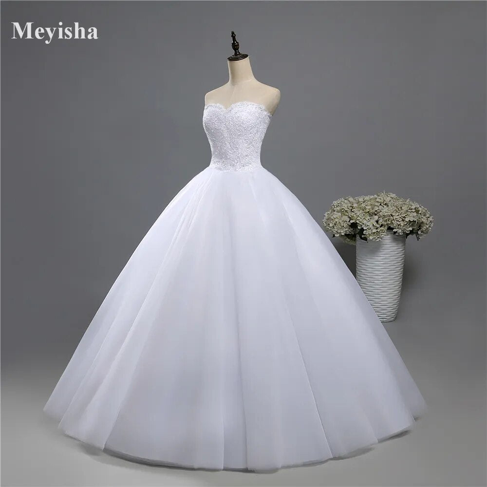 ZJ9022 Corset Lace Up 2023 Beads Strapless Crystal Sweetheart White Wedding Dresses For Brides Plus Size Maxi Formal - KAISERINC