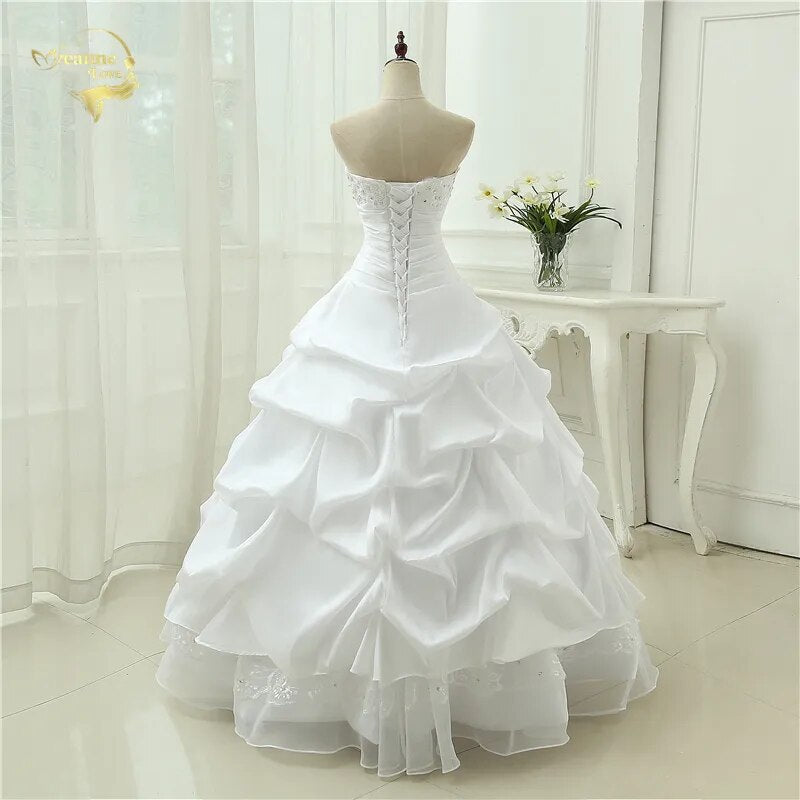 Wedding Gown A line Vestido De Noiva Applique Sequins Sweetheart Casamento White Ivory Plus Size 2023 Wedding Dresses OW 2043 - KAISERINC