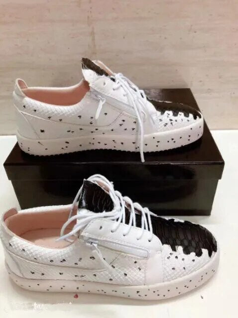 Chentel Noble Leather Men Casual Shoes Party Shoes Men High Quality Flats Splashing ink Sneakers Black White Red Colors Unisex