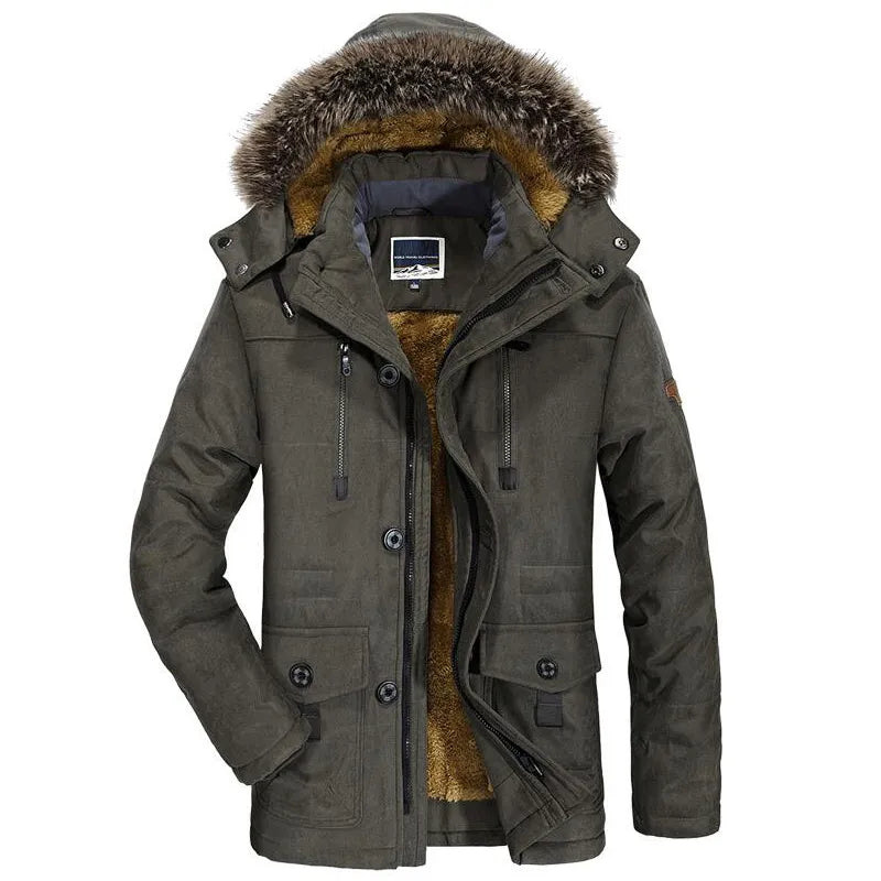 Mens New Fashion Winter Jacket Men Thick Casual Outwear Jackets Men's Fur Collar Windproof Parkas Plus Size 6XL Velvet Warm Coat - KAISERINC