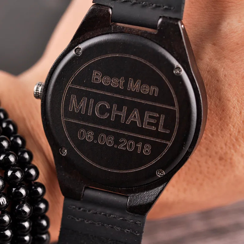 Personalized Engraved Wooden Watches Gifts For Dad,,Mom, friends, Birthday,Anniversary Day,Groomsman Gift