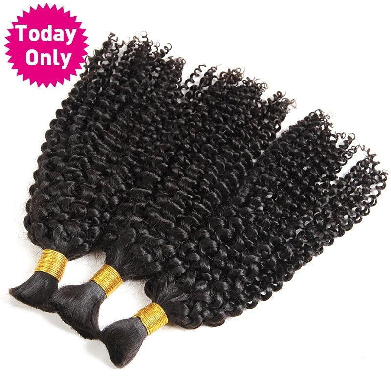 TODAY ONLY Malaysian Kinky Curly Hair Bundles Human Braiding Hair Extensions Crochet Human Braiding Hair Bulk No Weft Remy