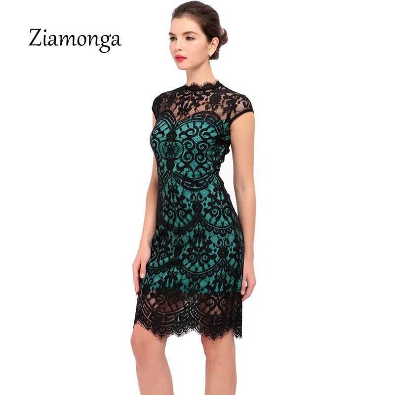 Women Summer Dress 2017 Elegant Knee Length Midi Floral Lace Dress Wear To Work Sheath Bodycon Sexy Dress Casual Women's Dresses - KAISERINC