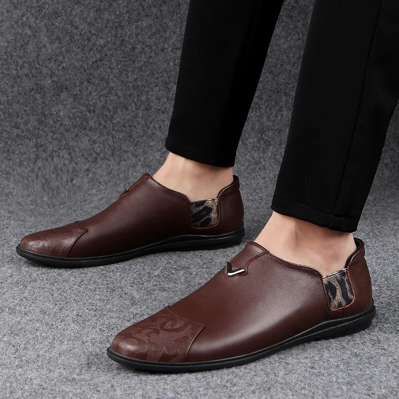 2023 New Fashion Men's Shoes Casual Genuine Leather Loafers Classic Brown White Black Shoe Man Big Size 46 Driving Shoes For Men