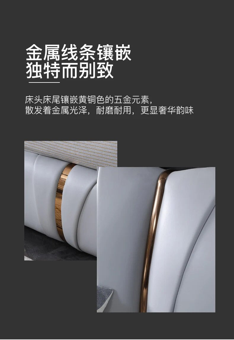 Real Genuine cow leather bed Soft Beds Bedroom camas lit muebles de dormitorio yatak mobilya quarto unique designer furniture
