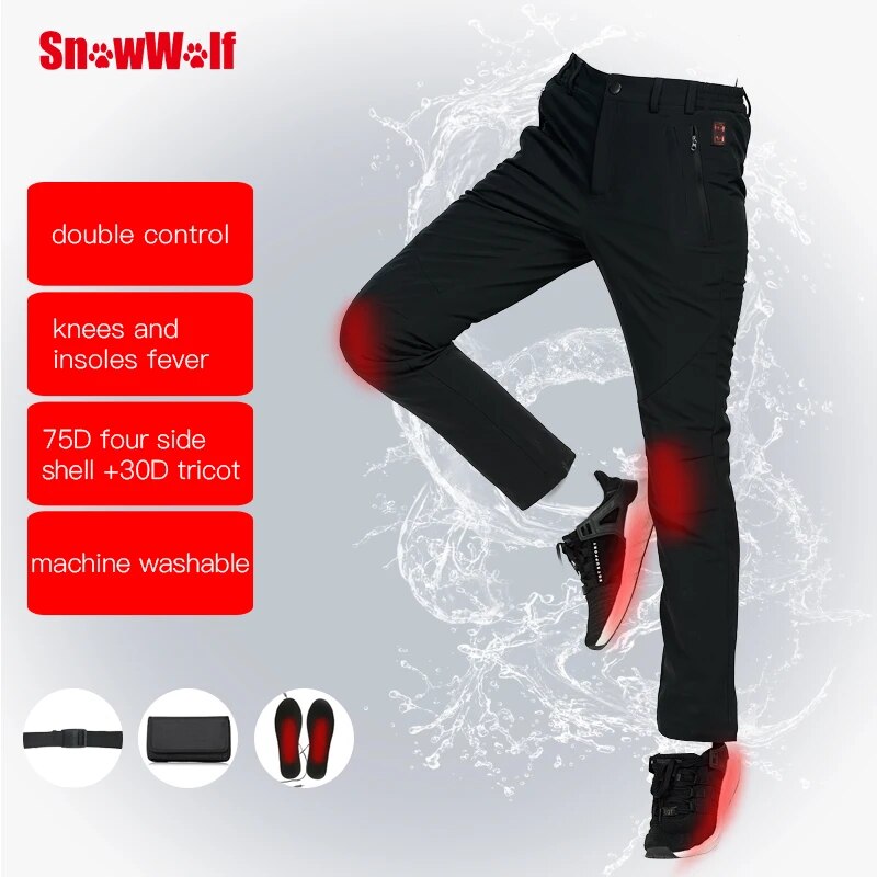 SNOWWOLF Women Winter Outdoor Pants Electric Heated Sports Hiking Trousers Waterproof Breathable Thermal Fishing Clothing