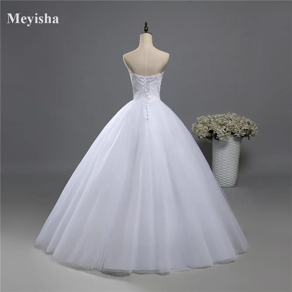 ZJ9022 Corset Lace Up 2023 Beads Strapless Crystal Sweetheart White Wedding Dresses For Brides Plus Size Maxi Formal - KAISERINC