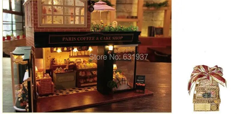Diy Big Doll House Wodden Miniature coffee shop  CreativePuzzle Model Toys Doll Houses Birthday Christmas New Yaar Gift