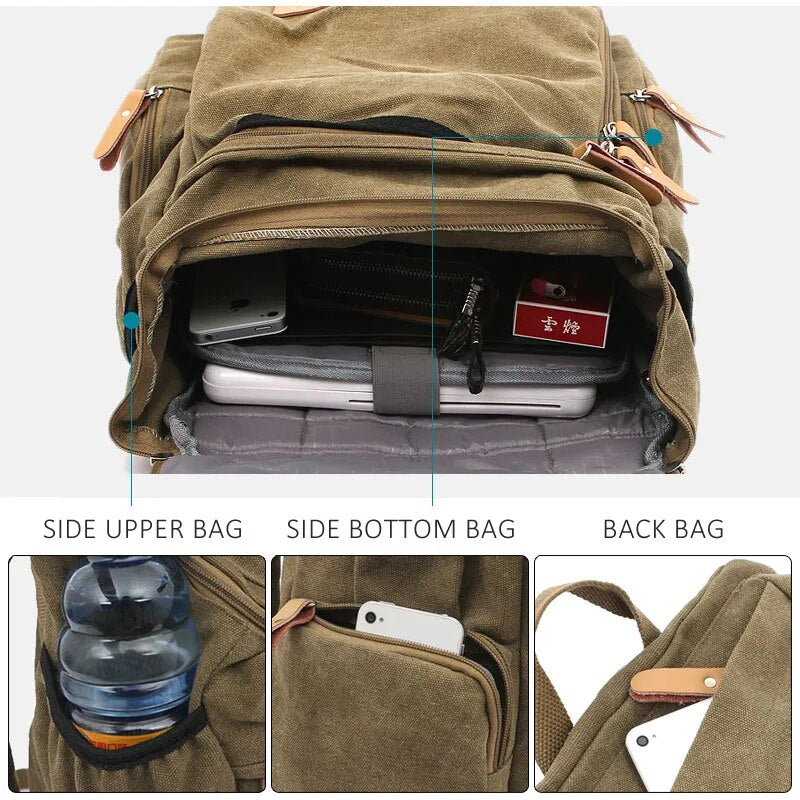 Top Quality Casual Men's Backpack Fashion Canvas Students School Shoulder Bag Laptop Rucksack Large Travel Backpacks korean