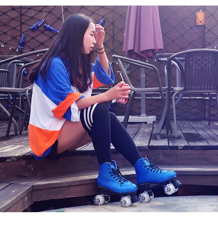 Flashing Double Wheels Roller Skate Shoes Flash Roller Skating Shoes Colorful Glowing Roller Skates Sneakers For Male Female