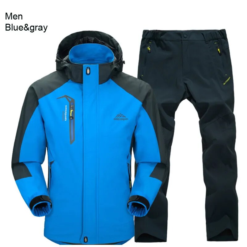 TRVLWEGO Jacket Pants Hiking Camping Spring&Autumn Outdoor Single Waterproof 20000MM Men's Windbreak Trekking Coat Trousers - KAISERINC