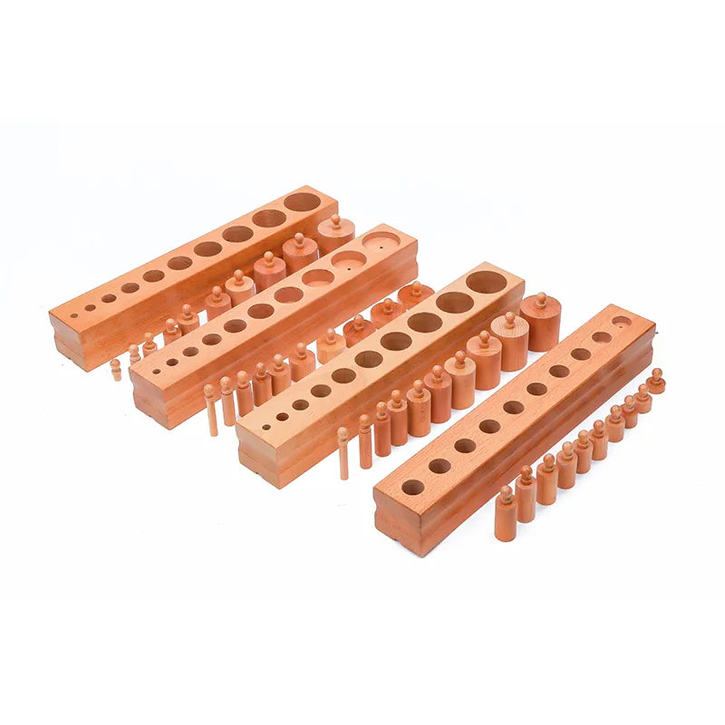 Montessori Knobbled Cylinders Block Sockets Sensorial Materials for Kids Visual Sense Experience Wooden Educational Equipment