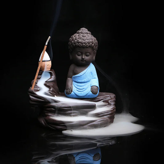 Creative Home Decor The Little Monk Censer Small Buddha Burner Backflow Stick Incense Burner Purple Clay Censer Home Decoration
