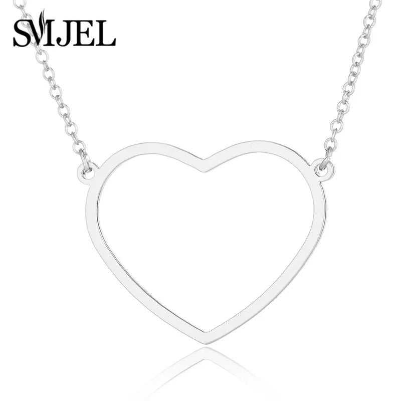 SMJEL Hollow Heart Necklaces Women Luxury Everyday Jewelry Gold Girls Fashion Love Wedding Statement Necklace Choker