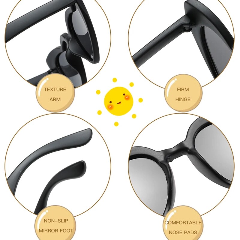 Rubber Polaroid Baby Girl Sunglasses for Children Heart 2019 TR90 Black Pink Red Heart Sun Glasses for Kids Polarized Flexible