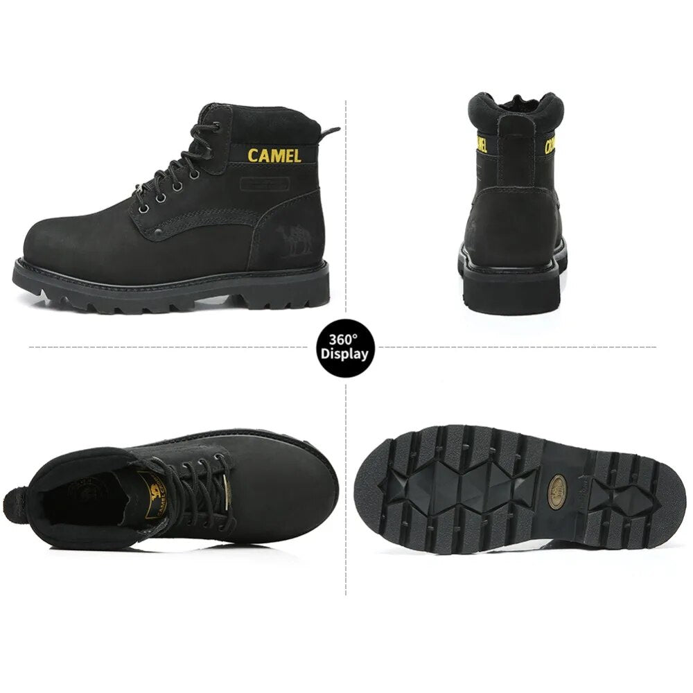 GOLDEN CAMEL Men's Shoes Quality Tooling Boots Genuine Leather Army Male Tactical Military Botas Rubber Cool Work Shoes For Men