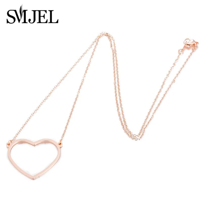 SMJEL Hollow Heart Necklaces Women Luxury Everyday Jewelry Gold Girls Fashion Love Wedding Statement Necklace Choker