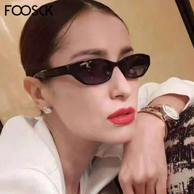 FOOSCK 2018 High Quality Fashion Classic Women Brand Designer Small Oval Sunglasses Lens Sun Glasses Female Eyewear