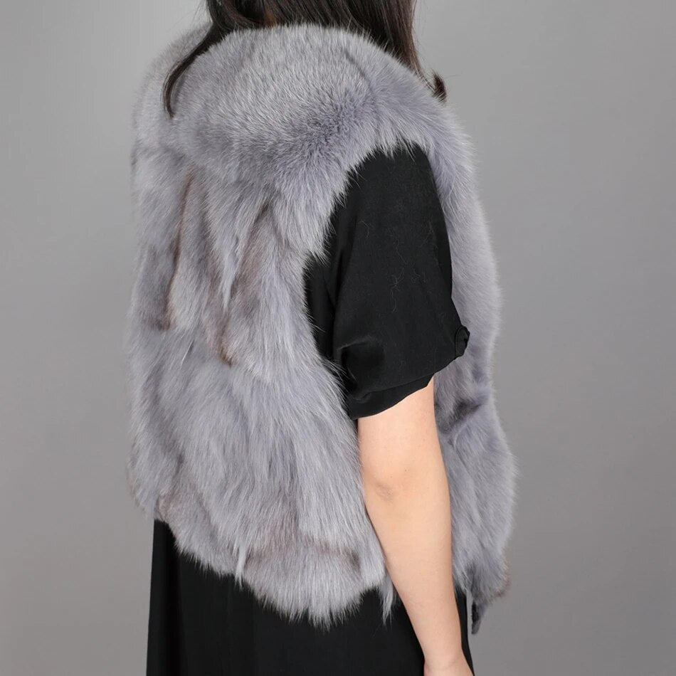 2020 fashion new style Winter women's clothing 100% real natural fox fur vest length 46cm Loose sleeveless fashion keep warm