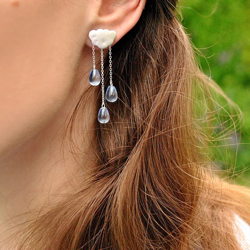 Lotus Fun Real 925 Sterling Silver Natural Crystal Gems Fine Jewelry Ethnic Cloud Long Tassel Drop Earrings for Women Brincos