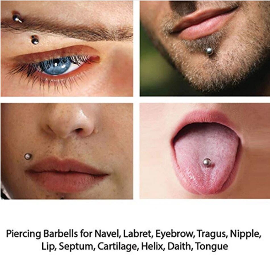 20Pcs/lot Pro Body Piercing Tools Kit Piercing Needle Disposable for Horseshoe BCR Lip Eyebrow Tongue Rings Body Jewelry 14G&16G