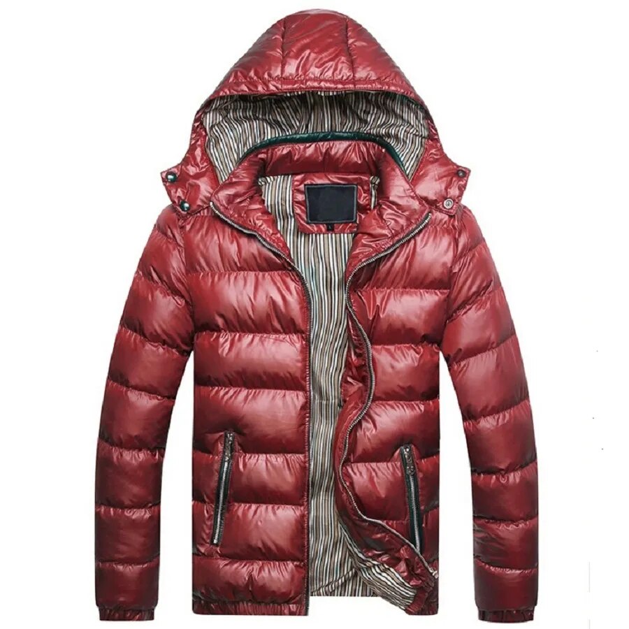 Men's Winter Jacket Solid Slim Fit Cotton Padded Windproof Warm Coats Men Spring Autumn Outwear Jackets Tops Size Plus 4XL 5XL - KAISERINC