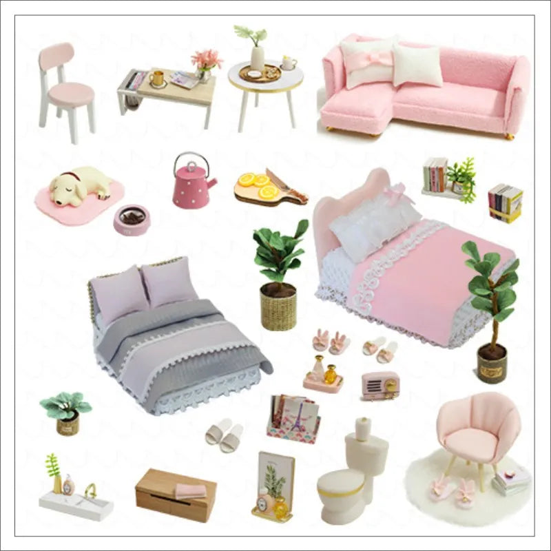 DIY Doll House Wooden Doll Houses Miniature Dollhouse Furniture Kit Diornama Toys Casa for Children Christmas Gift  L026