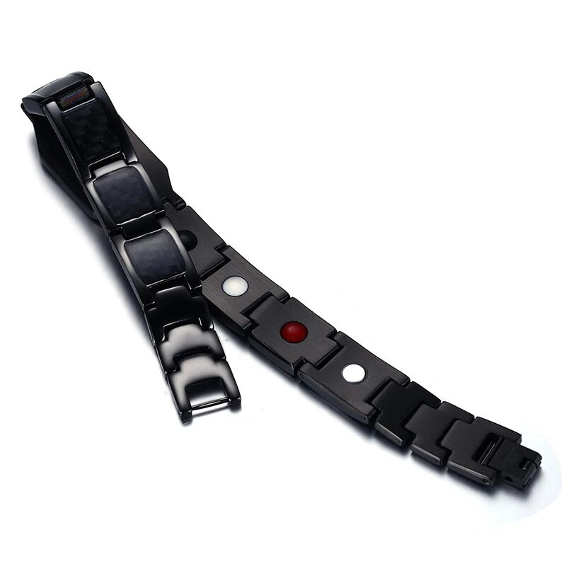 Free Custom Man Bracelet, Black Stainless Steel Mens Bracelet with Carbon Fiber Inlay Masonic Logo Fashion Jewelry