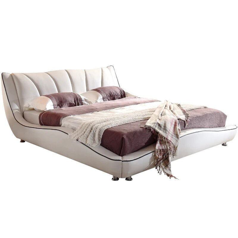 modern design Bed artificial leather wood bedroom furniture  200 x 180cm red and black