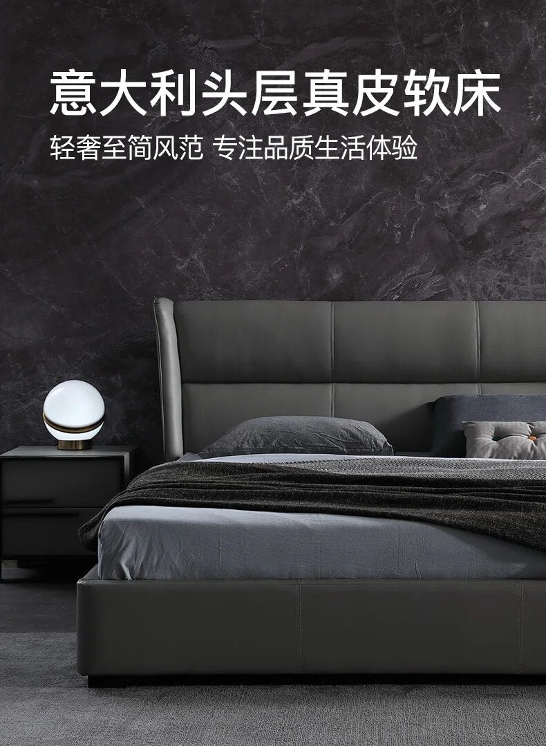 Real Genuine cow leather bed Soft Beds Bedroom camas lit muebles de dormitorio yatak mobilya quarto unique designer furniture