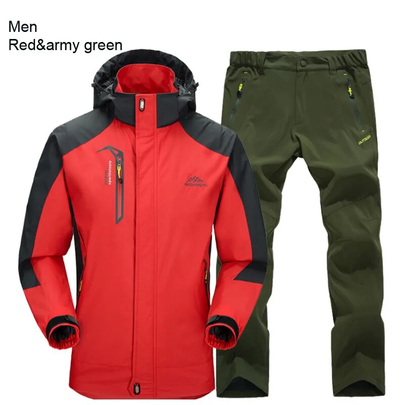 TRVLWEGO Jacket Pants Hiking Camping Spring&Autumn Outdoor Single Waterproof 20000MM Men's Windbreak Trekking Coat Trousers - KAISERINC