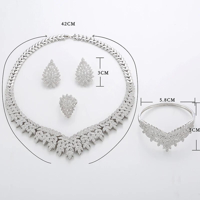 Hadiyana Trendy Noble Micro Pave Cubic Zirconia Dubai Jewelry Sets Latest Luxury Bridal Wedding Jewelry Set For Women TZ8025