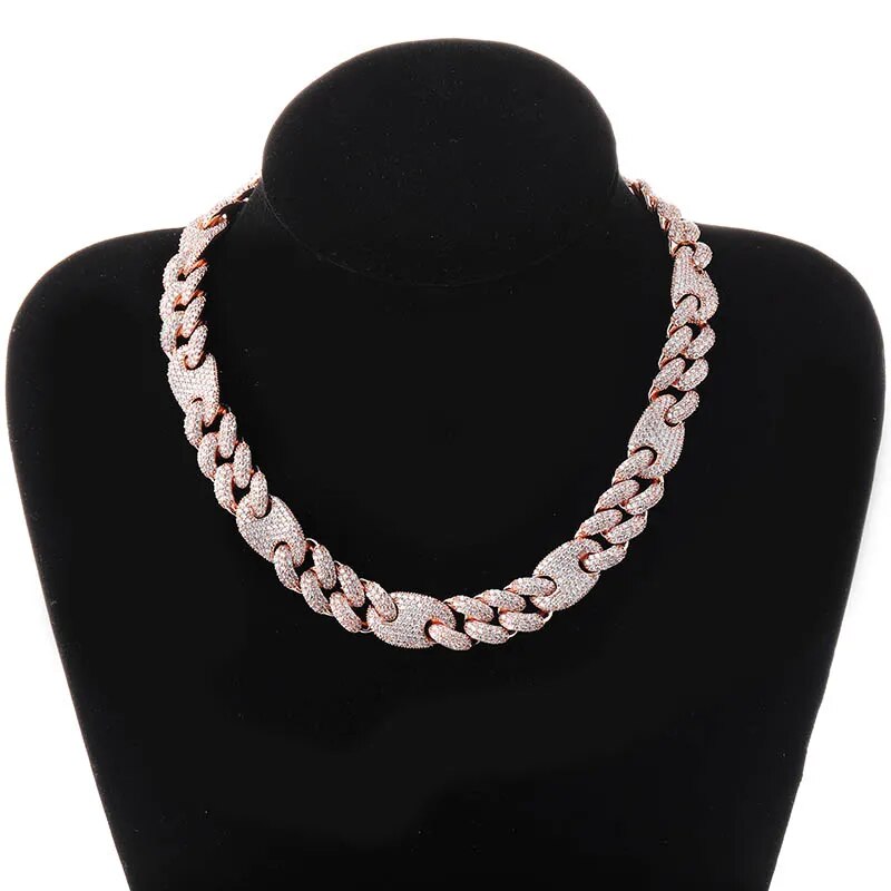 TOPGRILLZ 16mm Miami New Box Clasp Cuban Link Chain Gold Silver Color Necklace Iced Out Cubic Zirconia Bling Hip hop Jewelry