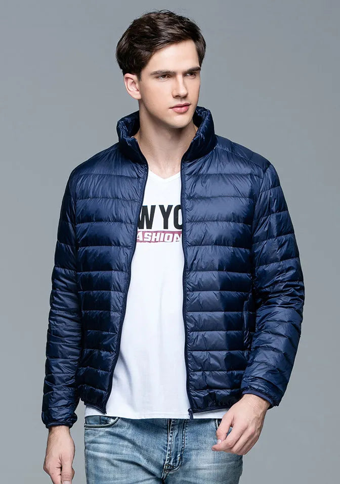 New Autumn Winter Man 90% Duck Down Jacket Ultra Light Thin S-3XL Spring Jackets Men Stand Collar Outerwear Coat - KAISERINC