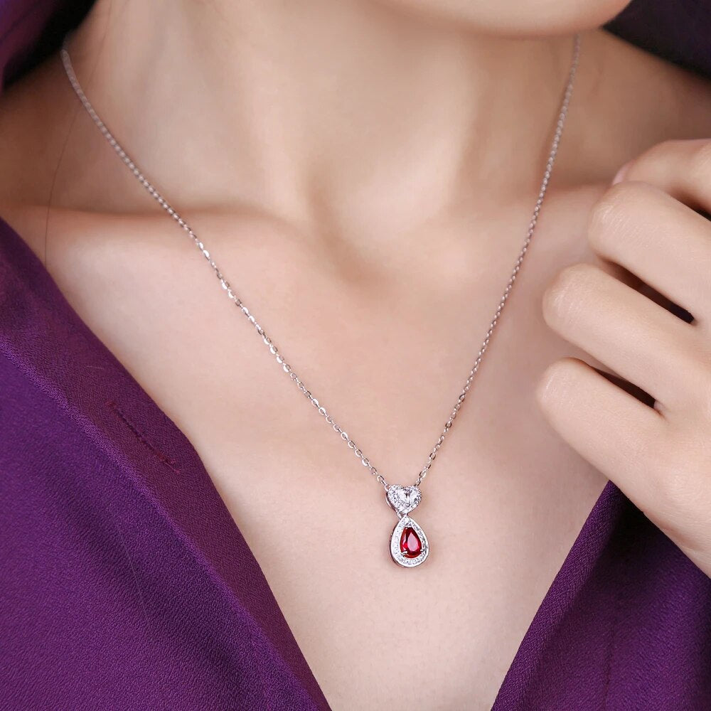 Classical Engagement Pendant 0.88ctw Natural Ruby & Diamonds 14K/Au585 Caimao Jewelry