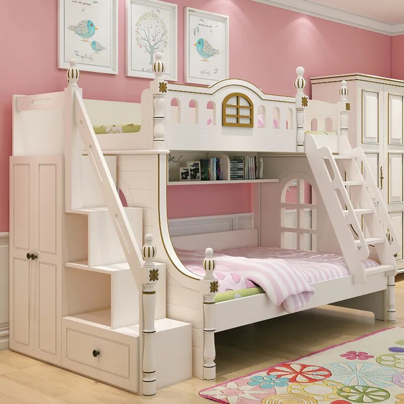 American design white children's bed 1.2 m bed bunk bed girl children's furniture bed