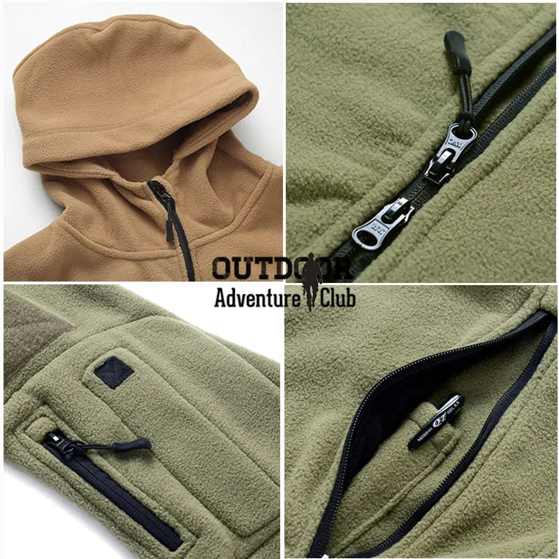 Winter Military Tactical Fleece Jacket Men Warm Polar Army Clothes Multiple Pocket Outerwear Casual Thermal Hoodie Coat Jackets - KAISERINC