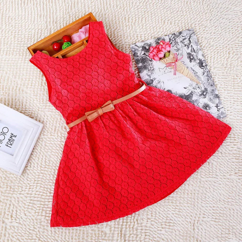 Dresses Children Baby Kids Girls Clothes Lace Hollow Out Sleeveless Cool Princess Summer Dress Clothes Kid 2 3 4 5 6 7 Years New - KAISERINC