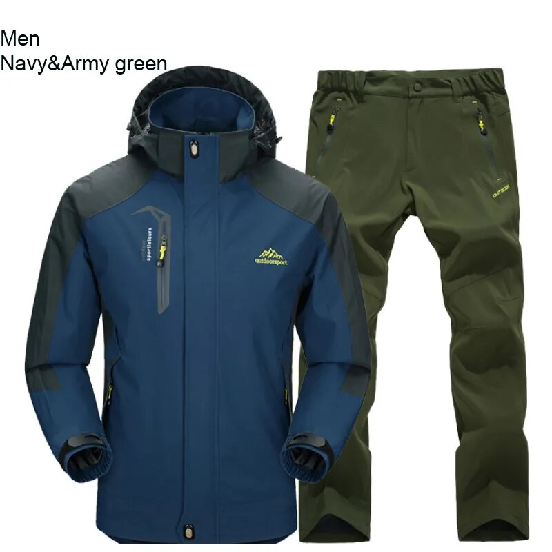 TRVLWEGO Jacket Pants Hiking Camping Spring&Autumn Outdoor Single Waterproof 20000MM Men's Windbreak Trekking Coat Trousers - KAISERINC