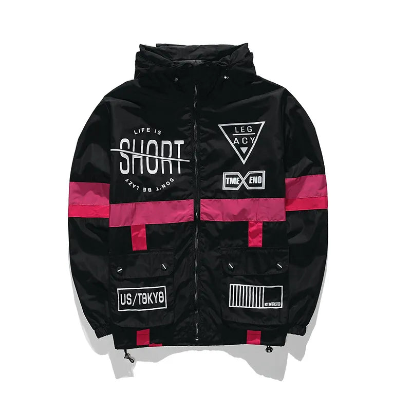 Drop Shipping Spring Autumn Men's Jackets Hip Hop Sportswear Hooded Coat Women American College Thin Windbreaker varsity jacket - KAISERINC