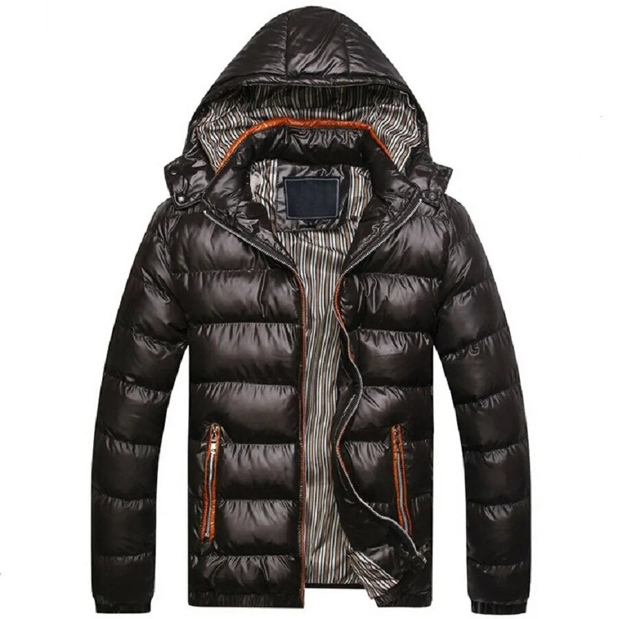 Men's Winter Jacket Solid Slim Fit Cotton Padded Windproof Warm Coats Men Spring Autumn Outwear Jackets Tops Size Plus 4XL 5XL - KAISERINC