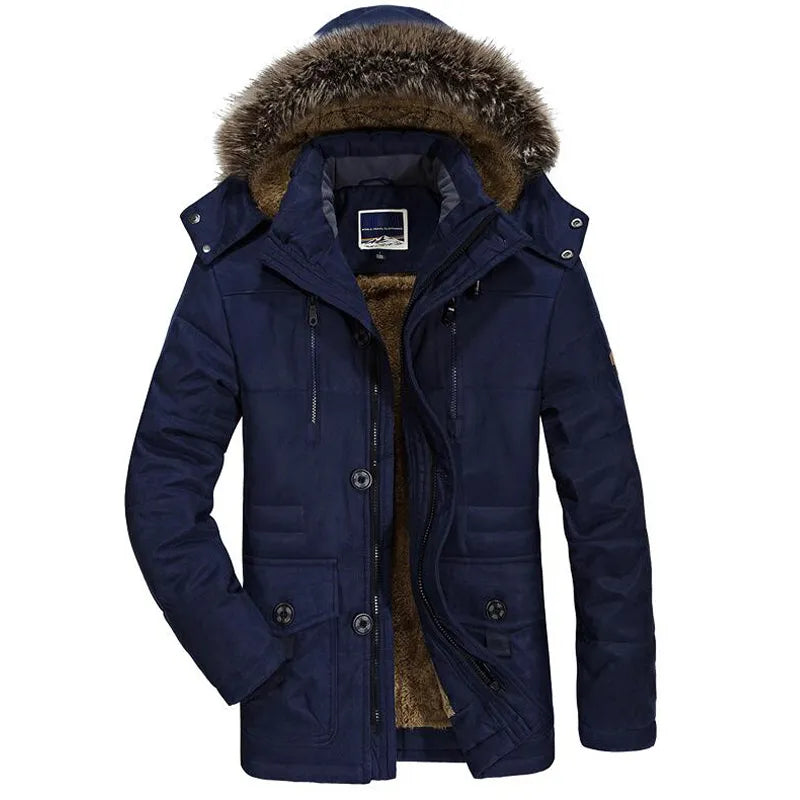 Mens New Fashion Winter Jacket Men Thick Casual Outwear Jackets Men's Fur Collar Windproof Parkas Plus Size 6XL Velvet Warm Coat - KAISERINC