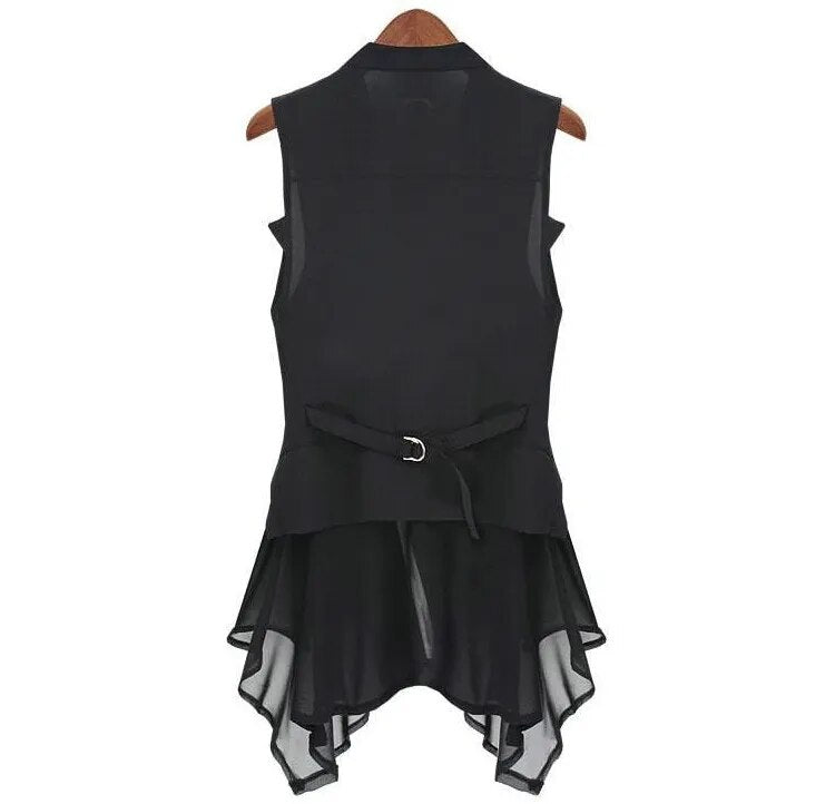 2023 Spring - Summer jacket chiffon Jackets Women Slim Long jacket  European brands sleeveless waist-coat  Maga Women S- XXXL - KAISERINC