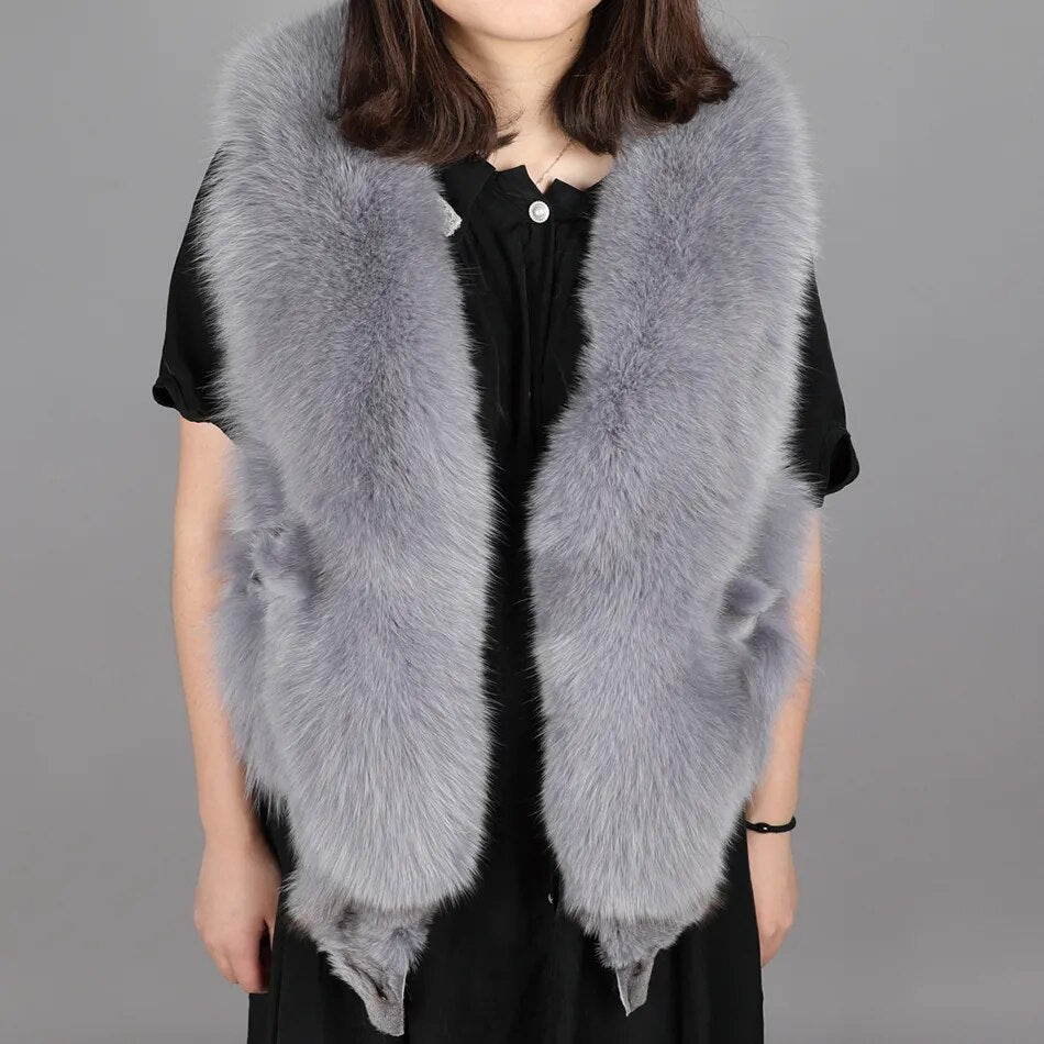 2020 fashion new style Winter women's clothing 100% real natural fox fur vest length 46cm Loose sleeveless fashion keep warm