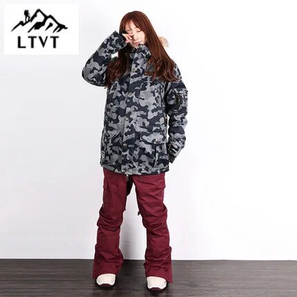 LTVT Brand Ski Suit Men/Women Snowboarding jackets+Pants Suits Warm Snow Coat Breathable Camouflage Waterproof Skiing Sets