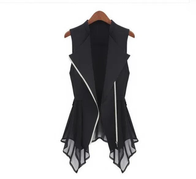 2023 Spring - Summer jacket chiffon Jackets Women Slim Long jacket  European brands sleeveless waist-coat  Maga Women S- XXXL - KAISERINC